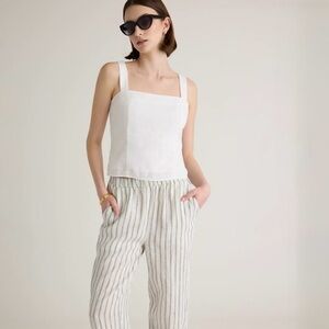 Quince European Linen Pull On Pants Size XL White Stripe Lagenlook Beach Coastal